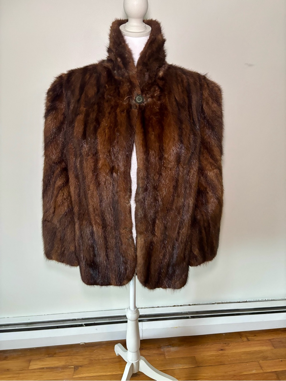 Classic Vintage Brown Mink Fur Cape Jacket Size M